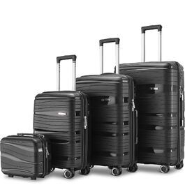 Набір валіз Travel One 4 шт. чорного кольору - полікарбонатний валізу-кейc 32/60/98л, кодовий замок, колеса 360°