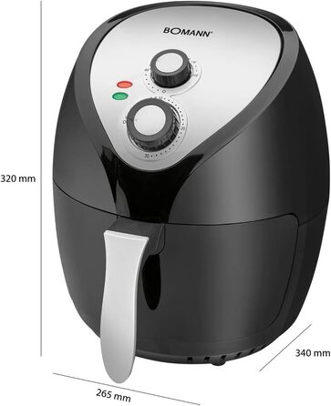 Аерофритюрниця Bomann FR 6069 H CB XXL 5л з цифровим сенсорним керуванням, 8 програм, нержавіюча сталь, чорна