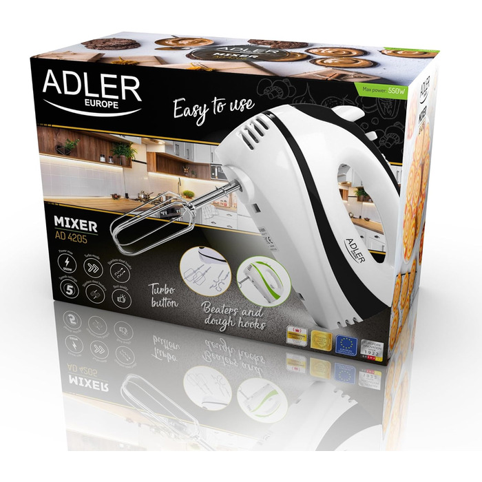 Електричний ручний міксер Adler AD 4205g, багатоколірний