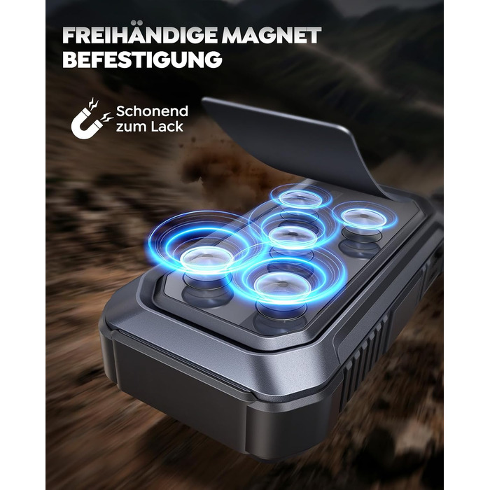 Бустер для автомобіля TREKURE 7000A — Пусковий пристрій (Powerbank) для авто до 9л бензин та 6.5л дизель, з функцією примусового запуску, магнітним кріпленням та 4-в-1 LED робочим світлом, чорний