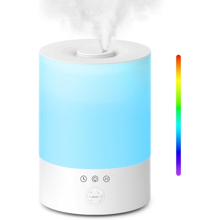 Зволожувач повітря Maxcio Top-Fill 2.5л з RGB підсвіткою та аромадифузором, ультразвуковий, без BPA, для спальні, дитячої, рослин - 30 годин роботи, 28 дБ