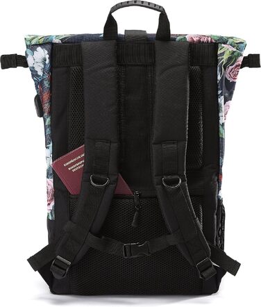 Жіночий рюкзак-роллтоп Ela Mo® проти крадіжок для ноутбука, подорожей та навчання з USB-портом та тримачем для пляшки