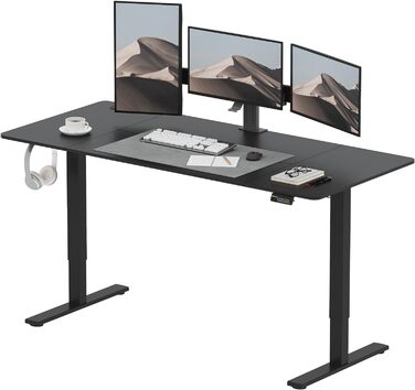 Електричний регульований стіл SANODESK 180x80 см, ергономічний комп'ютерний стіл для роботи стоячи й сидячи з пам'яттю, чорний