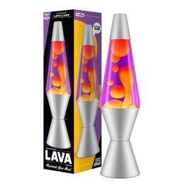 Лавова лампа LAVA® 2125 (36.8 см) — жовтий віск, фіолетова рідина, срібляста основа та кришка, оригінальна декоративна лампа руху