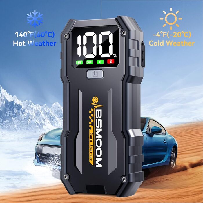 Powerbank для автомобіля Starthilfe 5000A: Jump Starter з LED та QC 3.0 USB для 12V авто, мотоциклів та газонокосарок