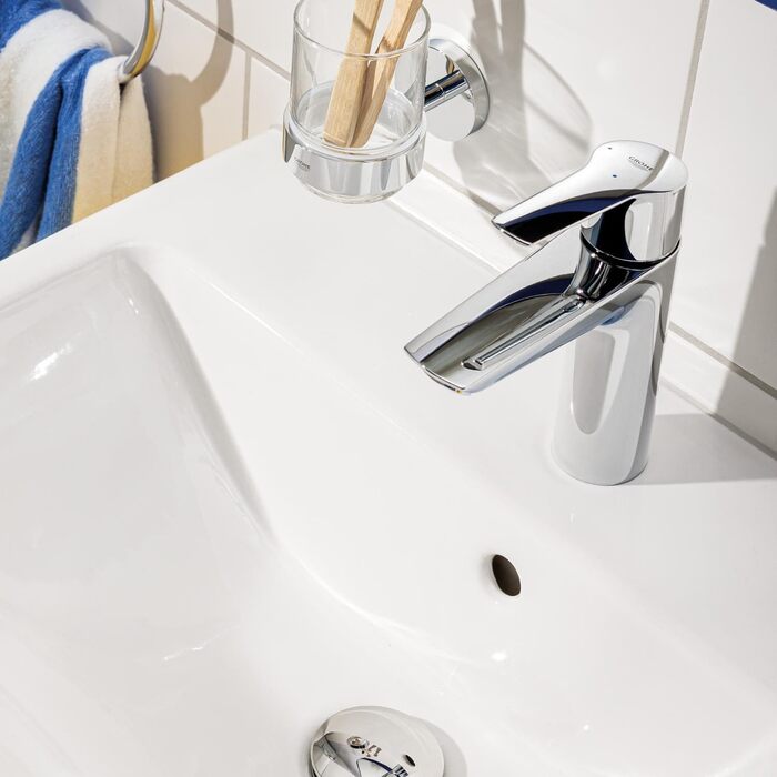 Змішувач для ванної кімнати Grohe Start, економічний, холодна вода в середньому положенні, з Pop-Up клапаном, 19 см, хром, 23746002 M (225 mm)