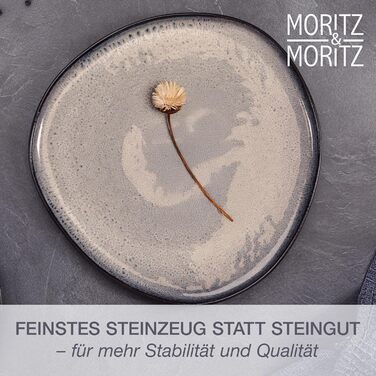 Moritz & Moritz ORGANIC: Набір посуду на 12 осіб (36 предметів) - елегантний набір з високоякісного кераміки (сірий)