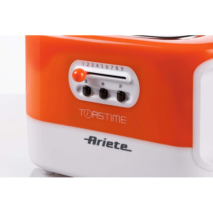 Тостер Ariete 159 Toasttime, 2 скибки, 700 Вт, 9 режимів, біло-оранжевий
