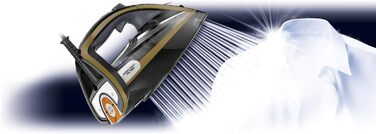 Парова праска Calor Ultimate Pure 3000 Вт, 260 г/хв, резервуар 350 мл, чорна/золота, ефект пресування