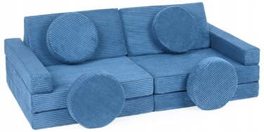 Дитячий диван Velinda 75 x 140 см, вельвет, синій