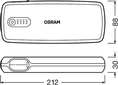 Osram BATTERYstart 400: Літієвий пусковий пристрій 2000A 12V з Powerbank для бензинових та дизельних двигунів (до 8L бензин, 4L дизель), 16800mAh
