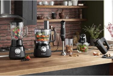 Ручний міксер Russell Hobbs 24672-56, матовий чорний: 5 швидкостей, турбофункція, набір вінчиків та гаків для тіста