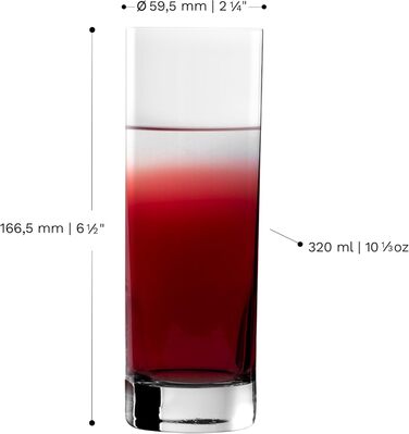 Набір склянок Longdrink Stölzle Lausitz New York Bar (6 шт., 320 мл) – Стильні склянки для коктейлів, води та соків, з кришталевого скла, стійкі до миття в посудомийній машині та ударів