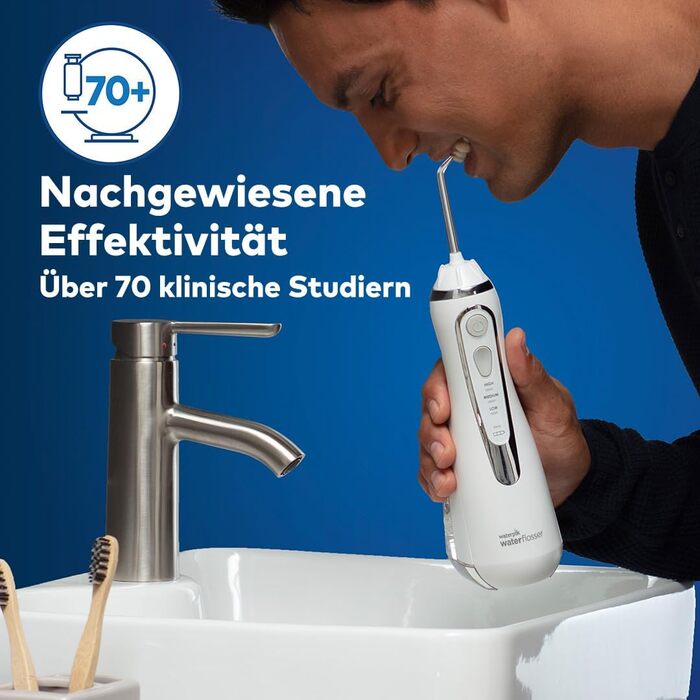 Waterpik Advanced Бездротова Іригатор для Рота, Іригатор для Рота з Преміум-Якістю, 4 Насадки, 3 Режими, Білий