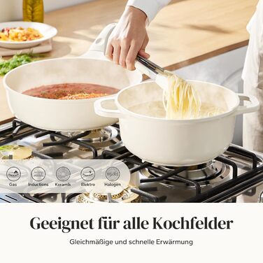 Набір каструль Redchef Keramik Induktion 11 предметів (бежевий) - посуд з кераміки, PTFE та PFAS free