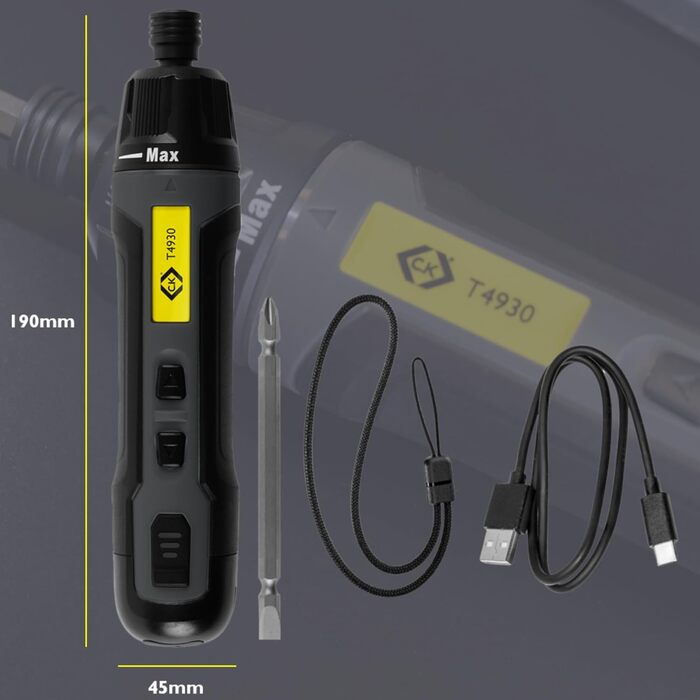 Акумуляторний шуруповерт C.K Tools T4930 3.6V USB-C з бітами PZ2/SL4 - потужний, електричний шурупокрут для електриків