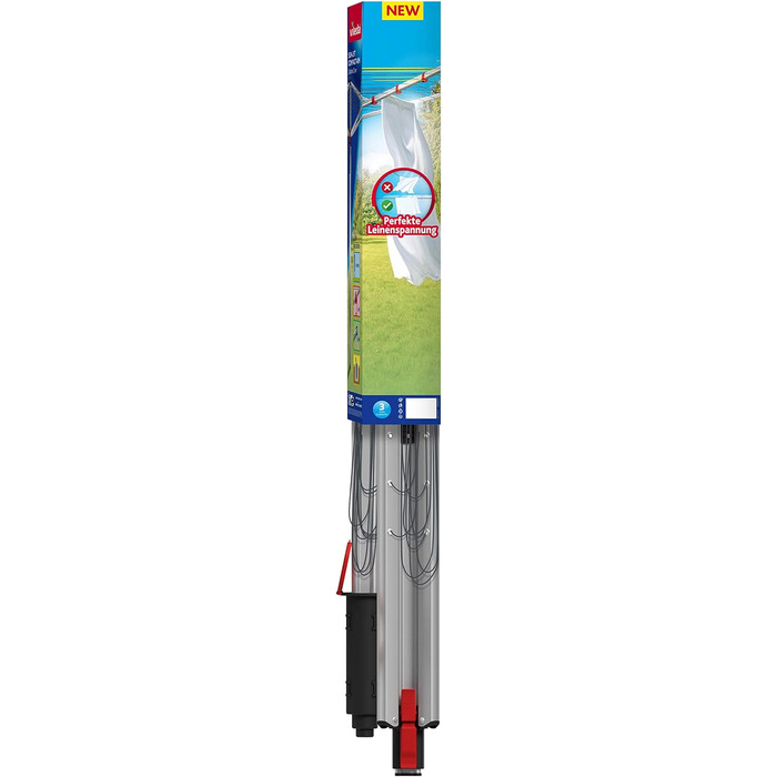 Vileda Sun-Lift Compact сушарка для білизни, 40 м, регульована висота 1,55-1,72 м, Easy-Lift, 8 тримачів, чохол UV, сіра, еко-упаковка