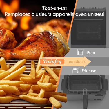 Аерофритюрниця з двома чашами COSORI Dual Blaze TwinFry 10 л, керамічне антипригарне покриття, 4 нагрівальні елементи, до 240°C, колір кремовий білий