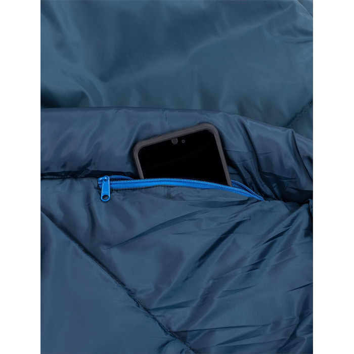 Трисезонний спальний мішок VAUDE Sioux 800 II (синій) для кемпінгу та туризму, синтетичний, температурний режим 2°C – 8°C, 220x80 см, блискавка справа