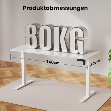 Регульований стіл WALKINGDESK для дому та офісу: електричний, з пам'яттю, 140x60 см, білий