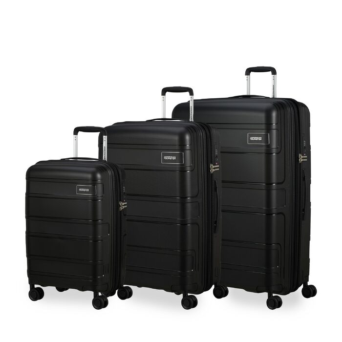 Валіза American Tourister Skymax 3 шт. синього (Midnight Blue) та чорного (Bass Black) кольорів