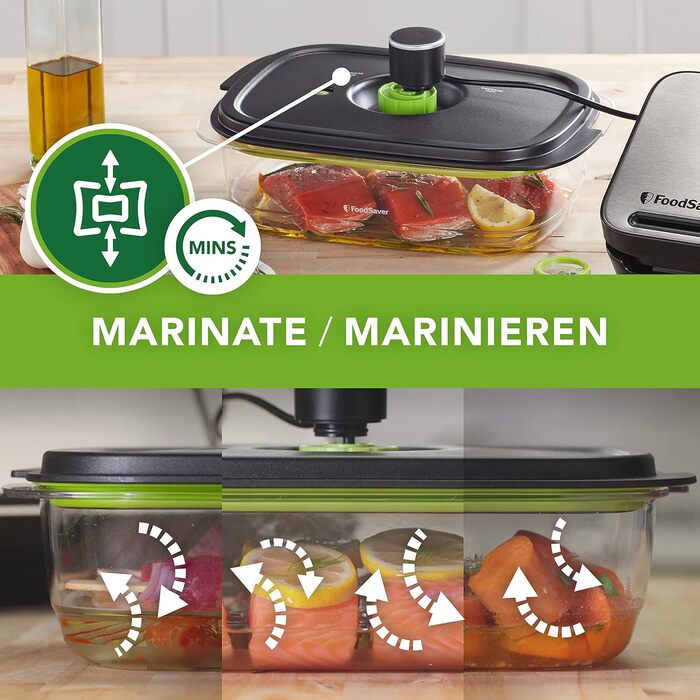Набір вакуумних контейнерів FoodSaver Preserve & Marinate для зберігання та маринування продуктів, BPA-free, герметичні, 3 шт. (700 мл, 1.2 л, 1.8 л)