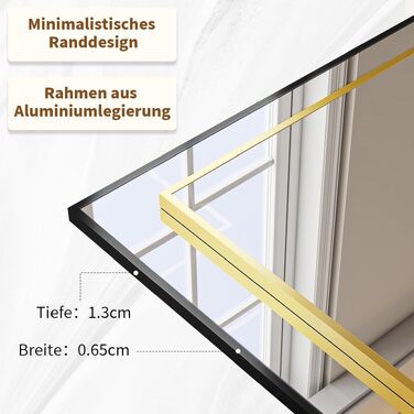 Дзеркало підлогове велике BEAUTYPEAK 76x180 см, повнорозмірне, настінне/підлогове, золоте, для спальні, вітальні, гардеробної