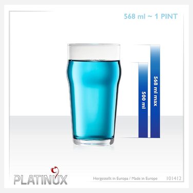 Набір пивних склянок PLATINUX 6 шт. по 500 мл – високі келихи для пива, пінта, скло, для пшеничного та світлого пива