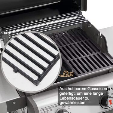 Гриль-решітка та сковорідка з чавуну для Weber Spirit I & II 200 Series, 44,5 см, набір 2 шт. – змінна плита для газових грилів E-210, E-220, S-210, S-220 з передньою панеллю