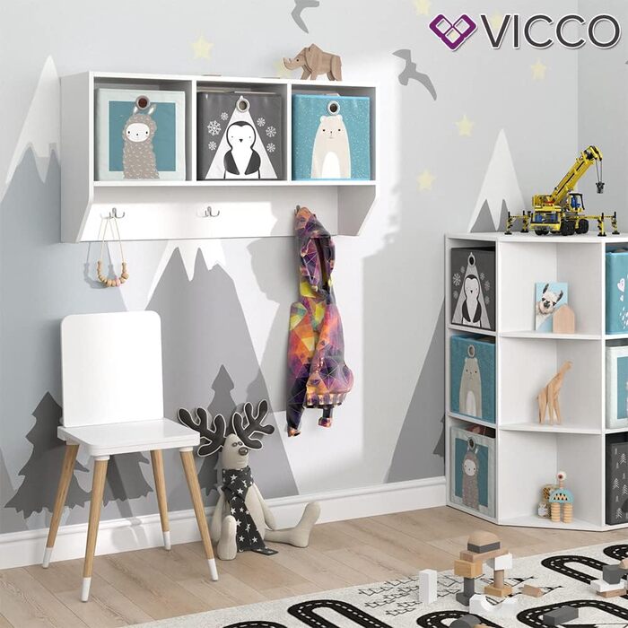 Настінна полиця Vicco Luigi для дитячої кімнати, біла, 107x56 см, без коробок