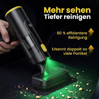 Акумуляторний пилосос Handstaubsauger 28000Pa, 60хв, з LED-дисплеєм, чорний. Міні-пилосос 3-в-1 для авто, ПК, кухні