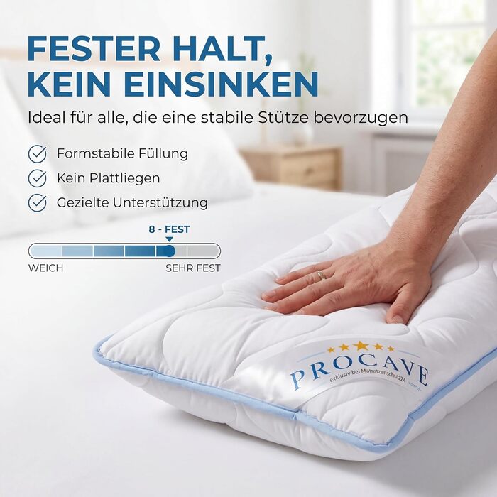 Подушка для сну на боці PROCAVE Top Cool — довга анатомічна подушка-обіймашка (Body Pillow), дихаюча та гіпоалергенна, для підтримки спини та комфортного сну, 40x145 см, Made in Germany
