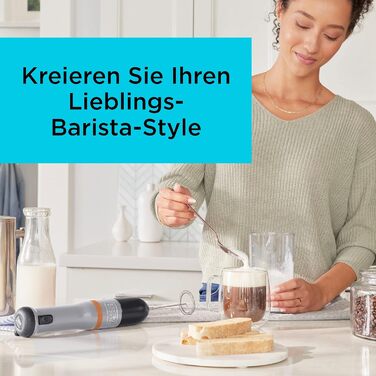 Блендер занурювальний BLACK+DECKER BCKM1011KGF електричний, з насадкою для спінювання молока, 7.2V, акумуляторний, 5 швидкостей, з мірним стаканом 700 мл