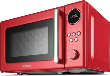 Мікрохвильова піч MEDION Retro 20 л, 800 Вт, 8 програм, червона