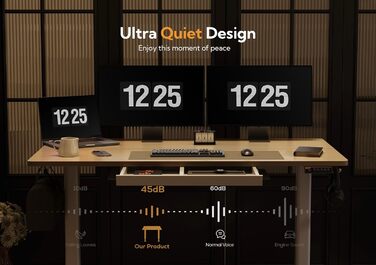Електричний письмовий стіл Claiks з регулюванням висоти 120x60 см, з шухлядою, білий каркас/бежева стільниця