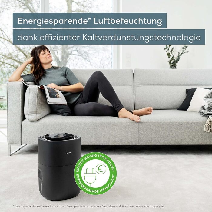 Зволожувач повітря Beurer LB 300 Plus: Тест-переможець Stiftung Warentest, холодний тип випаровування, індикатор вологості, фільтр-сушка, до 45 м²