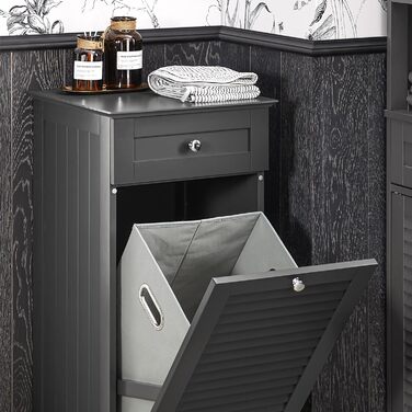 Шафа для білизни SoBuy BZR73-DG з висувним кошиком, темно-сіра, 40x90x38 см, для ванної, органайзер для прання