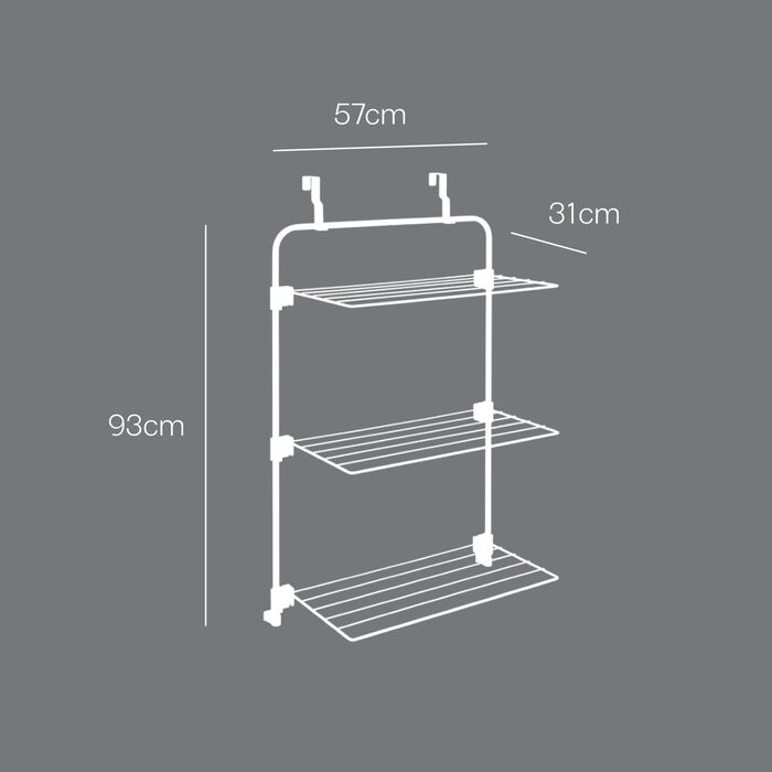 Сушарка для білизни Metaltex Gale, настінна, сіра, епотерм-покриття, 3,5x58x87 см, для дверей та душової кабіни
