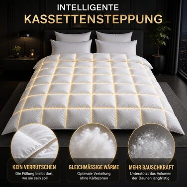 Всесезонна легка ковдра з гусячого пуху 90% (135 x 200 см), біла, Luxury All Year Comfort