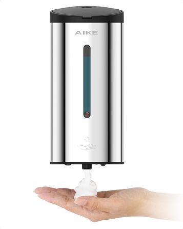 Автоматичний дозатор піни для рук AIKE FoamCore, настінний, 740 мл, нержавіюча сталь, 5 рівнів налаштування, для комерційних санвузлів