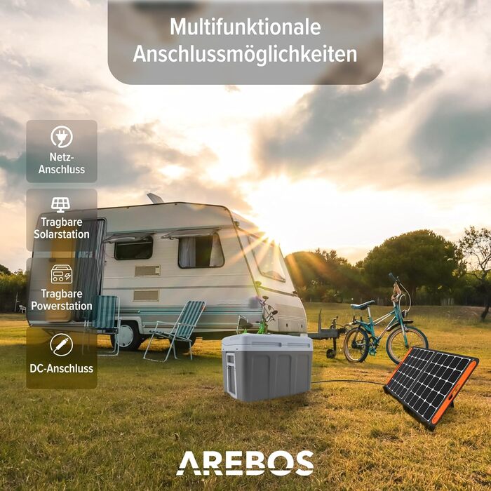 Автомобільний холодильник Arebos 40 л з функцією охолодження та підігріву, 12/230V, ізотермічна сумка-холодильник антрацит
