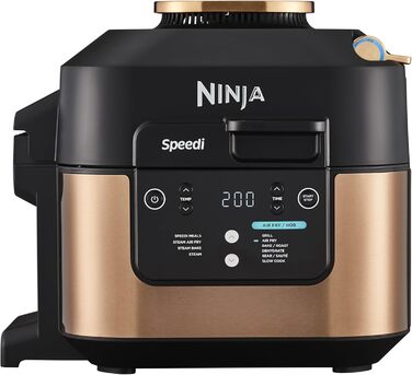 Мультиварка Ninja Speedi 5,7 л, 10-в-1, аерофритюрниця, повільне приготування, гриль, випічка, чорна та мідна ON400EUCP