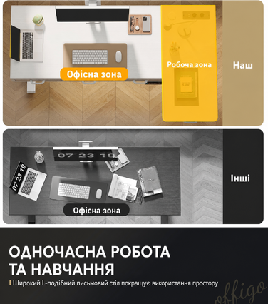 Офісний кутовий стіл OffiGo з регулюванням висоти, 160 см, електричний, з 4 висувними ящиками, з розеткою, білий