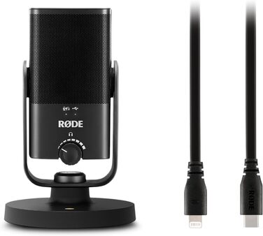 RØDE NT-USB Mini студійний конденсаторний мікрофон з кабелем SC19 USB-C 1,5 м для подкастингу, стрімінгу, геймінгу, вокалу та запису інструментів, сумісний з iOS