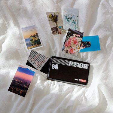 KODAK P210 Mini 2 Retro: Портативний кольоровий фотопринтер, сумісний зі смартфонами (iOS & Android), Bluetooth, 54x86 мм, технологія 4Pass, ламінування, 38 аркушів, білий 54 x 86 мм
