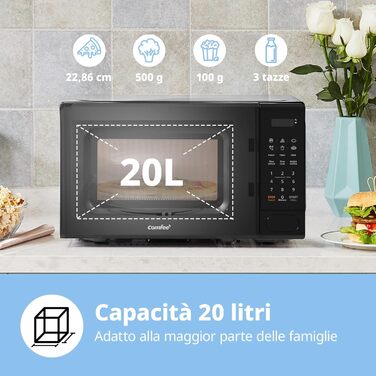 Мікрохвильова піч Comfee CM-E202CC(BK) 20 л, 700 Вт, 6 автоматичних програм, розморожування, чорна