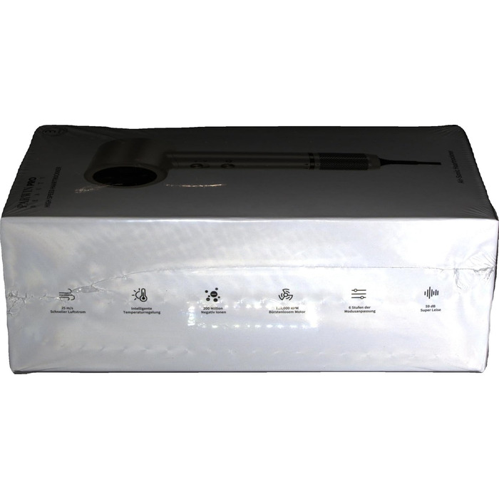 Фен Air-Sonic PARWIN PRO BEAUTY з HD-LED дисплеєм, безщітковий мотор 110 000 об/хв, 200 млн негативних іонів, потужний повітряний потік 25 м/с, швидке сушіння, тихий, шампань-сріблястий