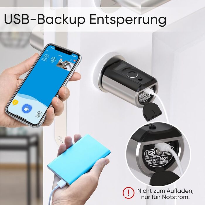 Електронний дверний замок WELOCK Touch41 з відбитком пальця, RFID-карткою та керуванням через додаток для вхідних дверей, регульована довжина 50-100 мм