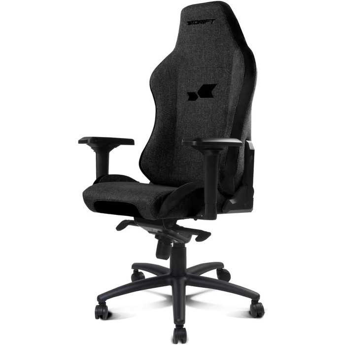Ігрове крісло DRIFT GAMING DR275NIGHT, чорне, тканина з оксамитовим покриттям, 4D регульовані підлокітники, механізм «жаба», клас 4, обертове