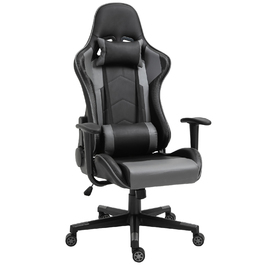 Крісло ігрове Vinsetto Ergonomic, поворотне, з екошкіри та піни, чорного кольору, розміром 67,5x74x126-136 см, для комфортної роботи та ігор.